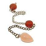 Carnelian Pendulum 02 Rose Quartz Orange Pink Brass Reiki Energy Crystal Healing