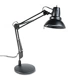 Electrix Illumination 2225Z-BK Portable Swing Arm Incandescent Desk Lamp, 28 Reach, Metal Shade/Base, Black