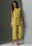 Jessica London Plus Size Linen-Blend Capri Set