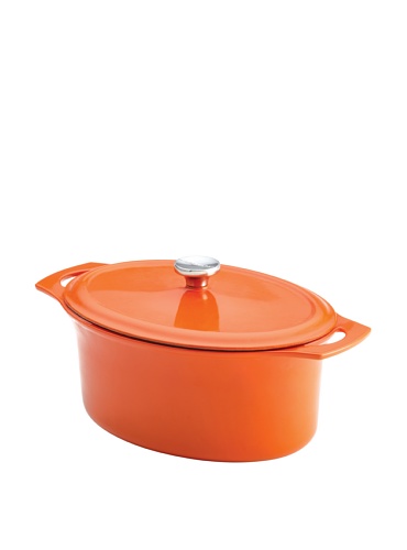 Rachael Ray Cast Iron 6-1/2-Quart Covered Oval Casserole, Orange