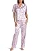 Intimo Women's Butterfly Print Pajama Set,Butterfly Pink,Large