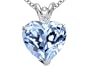 1.77 cttw 8mm Heart Shaped Created Aquamarine and Genuine Diamond Pendant in 14k White Gold