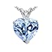 1.77 cttw 8mm Heart Shaped Simulated Aquamarine and Genuine Diamond Pendant in 14 kt White Gold