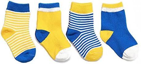 XXJ Baby Socks and Toddler Socks - Heathered Boy Socks and Girl Socks Set of 4 Pair (Medium, Blue)