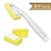 (3 Piece) TrueCraftware Dish Sponge Liquid Soap Detergent Dispenser with Built-in Scraper and 2 Sponge Refills