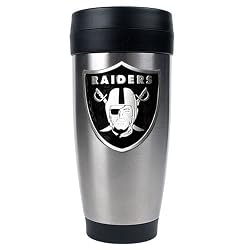 Oakland Raiders NFL 16oz Stainless Steel Travel Tumbler - Primary Logo