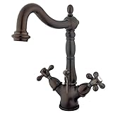 Kingston Brass KS1435AX Two Handle Mono Deck Lavatory Faucet with Brass Pop-up & Optional Deck Plate
