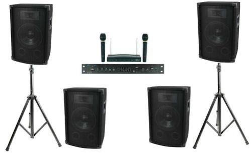 Complete 1100 Watt DJ Four Speaker System NEW!