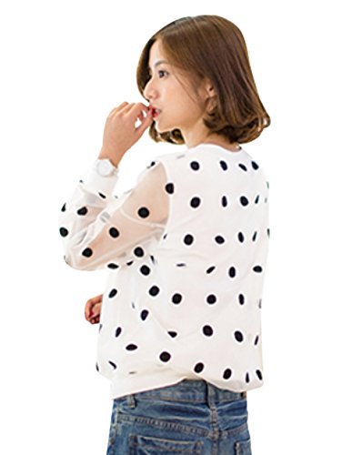 【ARINCO】 袖 シースルー ドット 水玉 デザイン レディース カットソー 春 夏 選べる 4サイズ