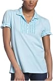  : IZOD Women's Short Sleeve Ruffle Front Polo, Greek Isle, Small