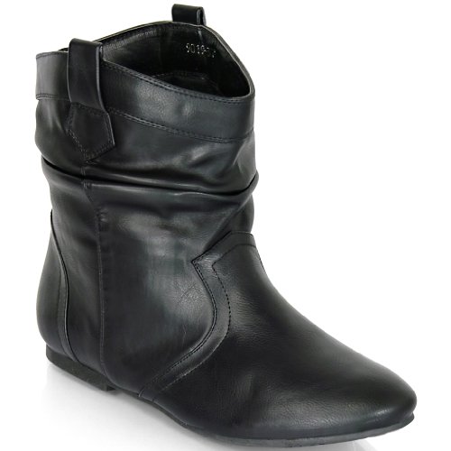 Damen Stiefelette Flat Boots Stylisch und bequem 9019 black Gr. 37