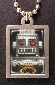 Click here to buy Hand Made Womens Retro Robot Head Chain Necklace Pendant.