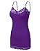 JJ Perfection Women's Adjustable Spaghetti Strap Lace Trim Cami Tunic Tank Top PURPLE XL