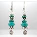Southwestern Turquoise Gemstone and Sterling Silver Bead Dangle Earrings with Spirals and Raindrop Beads, #8554