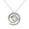 Necklace With 3.23ctw Precious Stones - Genuine Amethyst and Diamonds in White Gold Length 18in