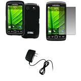 EMPIRE Black Rubberized Hard Case Cover + Screen Protector + Home Wall Char ....