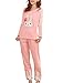 VENTELAN Women's Rabit Printed Sleepwear Long Sleeve Korean Fashion Pajamas Set
