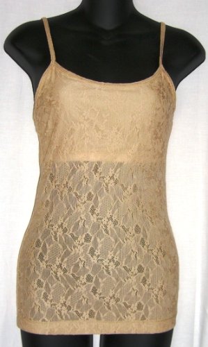LACE Cotton/Spandex Camisole Cami with Built in Shelf Bra and Adjustable spaghetti straps in 4 colors (Click for colors)