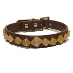 Calcite Pet Collar 01 Large Yellow Stone Diamond Brown Crystal Dog 18.5