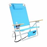 5 position Heavy Duty and Extra Tall Lay Flat Beach Chair - Light Blue by 