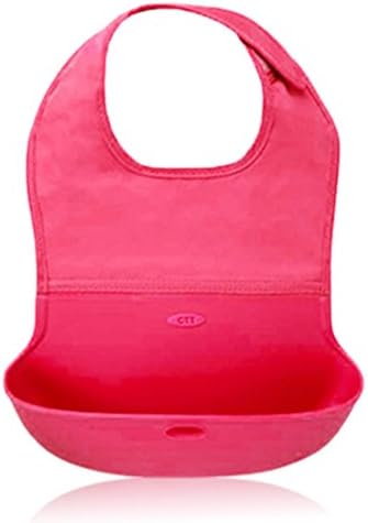 Oulubimbo Waterproof BPA Free Silicone Baby Bib (Small for baby, Red)