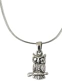 925 Sterling Silver Owl Necklace -- 16" Sterling Snake Chain