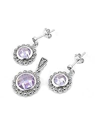 Sterling Silver Set With Marcasite - Rhodium