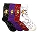 MONKEY STARS SET OF 4 SOCKS, BLACK PURPLE WINE WHITE