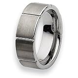 Grooved Brushed and Polished Tungsten Carbide Ring (8.0 mm) - Sizes 7-13