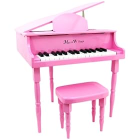 Hot Pink "Baby" Grand 30 Key Childs Piano With Bench