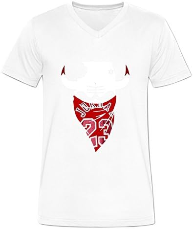 StaceyBar Men's Fashion Chicago Air Jordan Retro V-Neck T-Shirt XXXL White