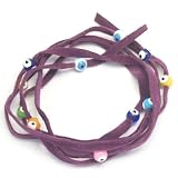 Purple Suede Kabbalah String Bracelet with Lucky Eyes