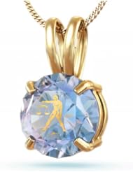 14kt Gold Necklace: Zodiac Necklace with Inscriptions of 24kt Gold on CZ