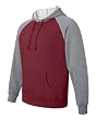 Vintage Hooded Sweatshirt with Contrast Color Sleeves and Piping