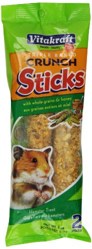 Vitakraft Hamster Whole Grains & Honey Treat Sticks 2 Pack, 4 Ounce