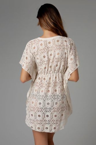 Elif Women's Fancies Tunic Swim Cover Up Natural L