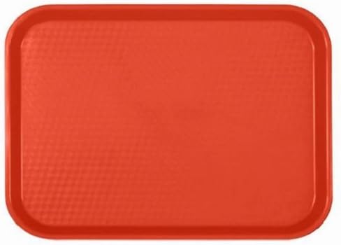 FAST FOOD SERVING TRAYS. SET OF 12 (DOZEN) PLASTIC | CAFETERIA | RESTAURANT (Red, 14" X 17 3/4)
