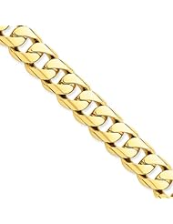 14K Yellow Gold, 13mm Rounded Curb Bracelet - 8 Inch