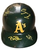 Super Rare!! Moneyball Autographed Full Size Oakland Athletics Batting Helmet with 13 Signatures Total Including Notables: Brad Pitt, Billy Beane, Barry Zito, Philip Seymour Hoffman, David Justice, Ted Lilly, Mark Ellis & More! Proof Photos of the Actors & A's Signing for Us.