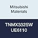 Mitsubishi Materials TNMX332SW UE6110 CVD Coated Carbide TN TYPE Negative Turning Insert with Hole, Triangular, 0.375" IC, 0.187" Thick, 0.031" Corner Radius, SW Breaker (Pack of 10)