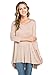 Frumos Womens Tunic 3/4 Sleeve Long Tunic Top Mocha 2X-Large
