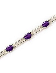 14kt Yellow Gold Oval Amethyst and Diamond Bracelet