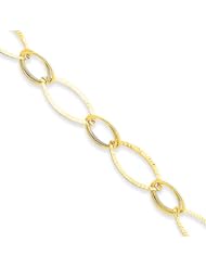 14k Yellow Gold 7in Fancy Oval Link Bracelet. Metal Wt- 1.98g