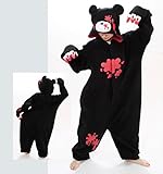 Black Anime Pokemon Violet bear Cosplay Costume Polar Fleece Pajamas Party Sheepwear Onesie (Size S)