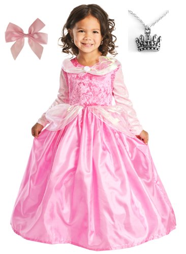 Sleeping Beauty Dress with Wondercharms Necklace - MEDIUM (3-5)