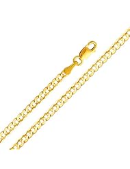 14k Yellow Gold 2.7mm Concave Curb Cuban Chain with Lobster Claw Clasp (16" 18" 20" 22" 24")