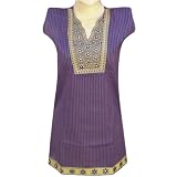 Handmade Embroidered Cotton Top With Paper Miror On Neck And Bottom (Free Shipping) LLtop0078r