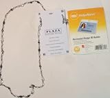 Fine Onyx and Crystals on Silver Plated Eye Glass or Horizontal ID Badge Holder Medium Chain Necklace