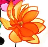 Windrad 'Seerose' orange mit Farbwechsel LED Solarbetrieben