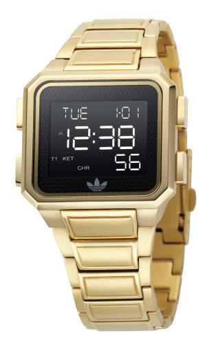 Adidas Adh1830 Unisex Digital Stainless Steel Bracelet With Gold Ip Plating Watch